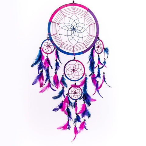 2017 Hot Selling Dream Catcher Circular Purple Feathers Wall Hanging Decoration Decor Craft Purple