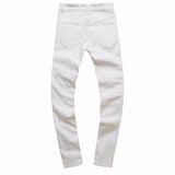 Mens Ripped Slim Fit Motorcycle Vintage Denim Jeans Hiphop Streetwear Pants